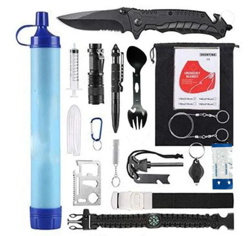 20 Piece Camping/Survival Kit (Black)